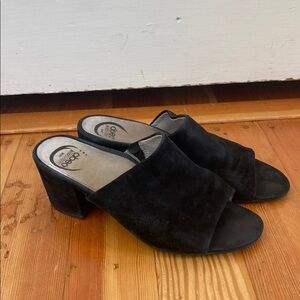 Abeo Biosystem Kennedy‎ Black Suede Heeled Slide Sandal WN7